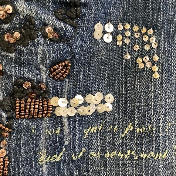 Vintage American Exchange boho embellished kick crop jeans size 32 - Picture 4 of 16